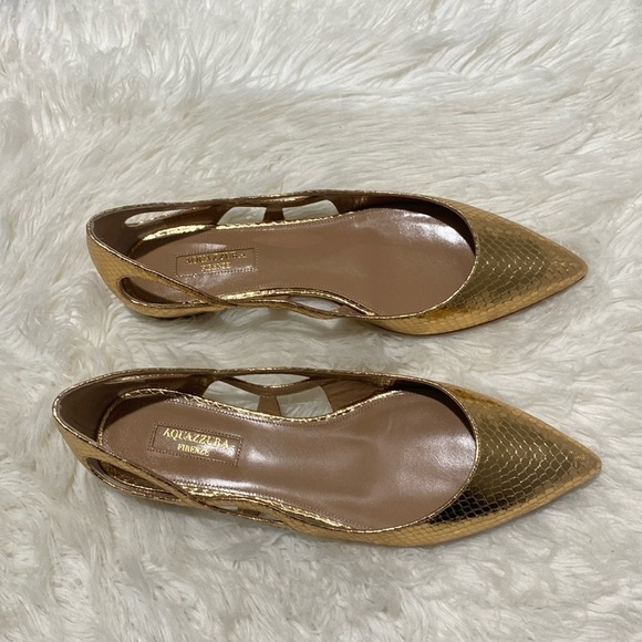 New Aquazurra Forever snake embossed pointed toe‎ flat size 38EU - Picture 8 of 12